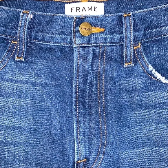 FRAME LE MINI RAW STAGGER EDGE DENIM MINISKIRT SIZE 29